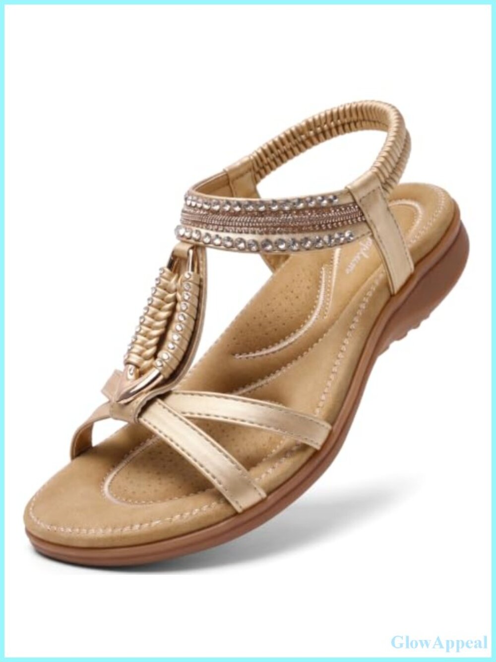 Women's Sandals with Arch Support Comfort Rhinestone Elastic Ankle Strap